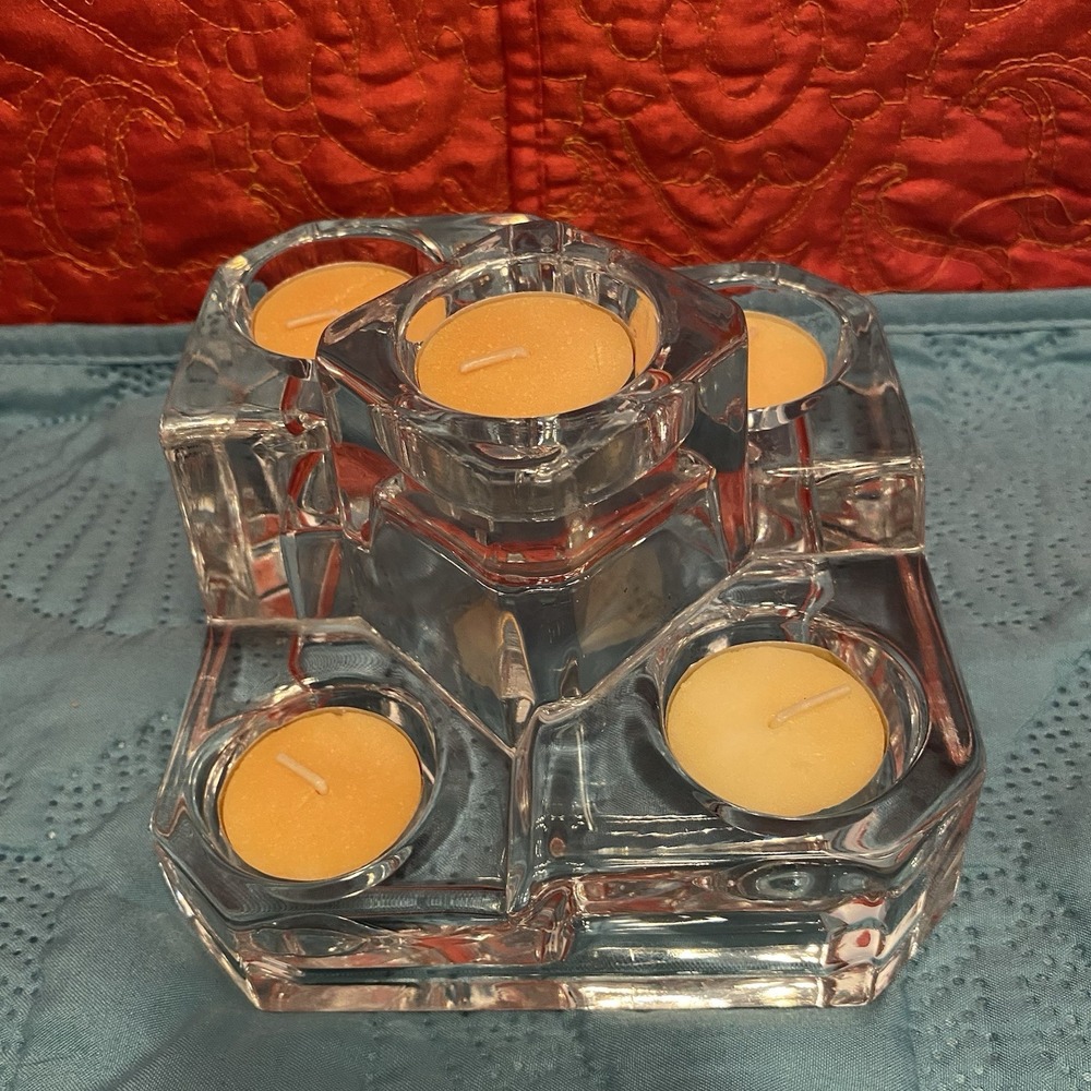 Partylite Candle Holder Vintage Glass Crystal Tiered 5 Votive Tealight Germany